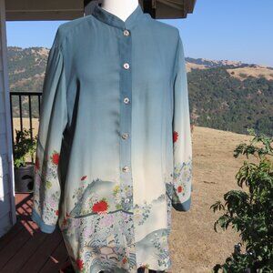 Citron Santa Monica Size XL  Floral Tank Top/Cardigan 100% SILK.